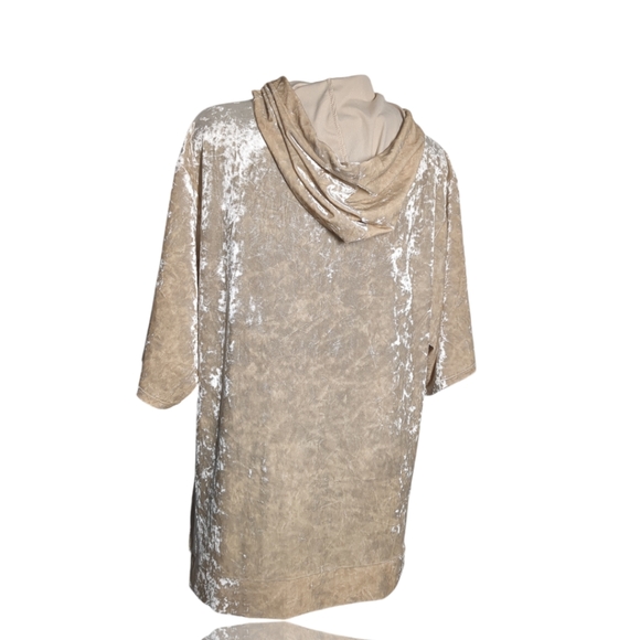 FOREVER 21  Luxury Beige Shiny Velvet Oversized short sleeve Size S - Picture 5 of 11